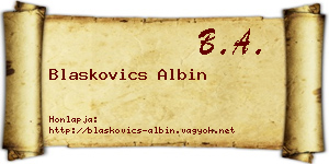 Blaskovics Albin névjegykártya